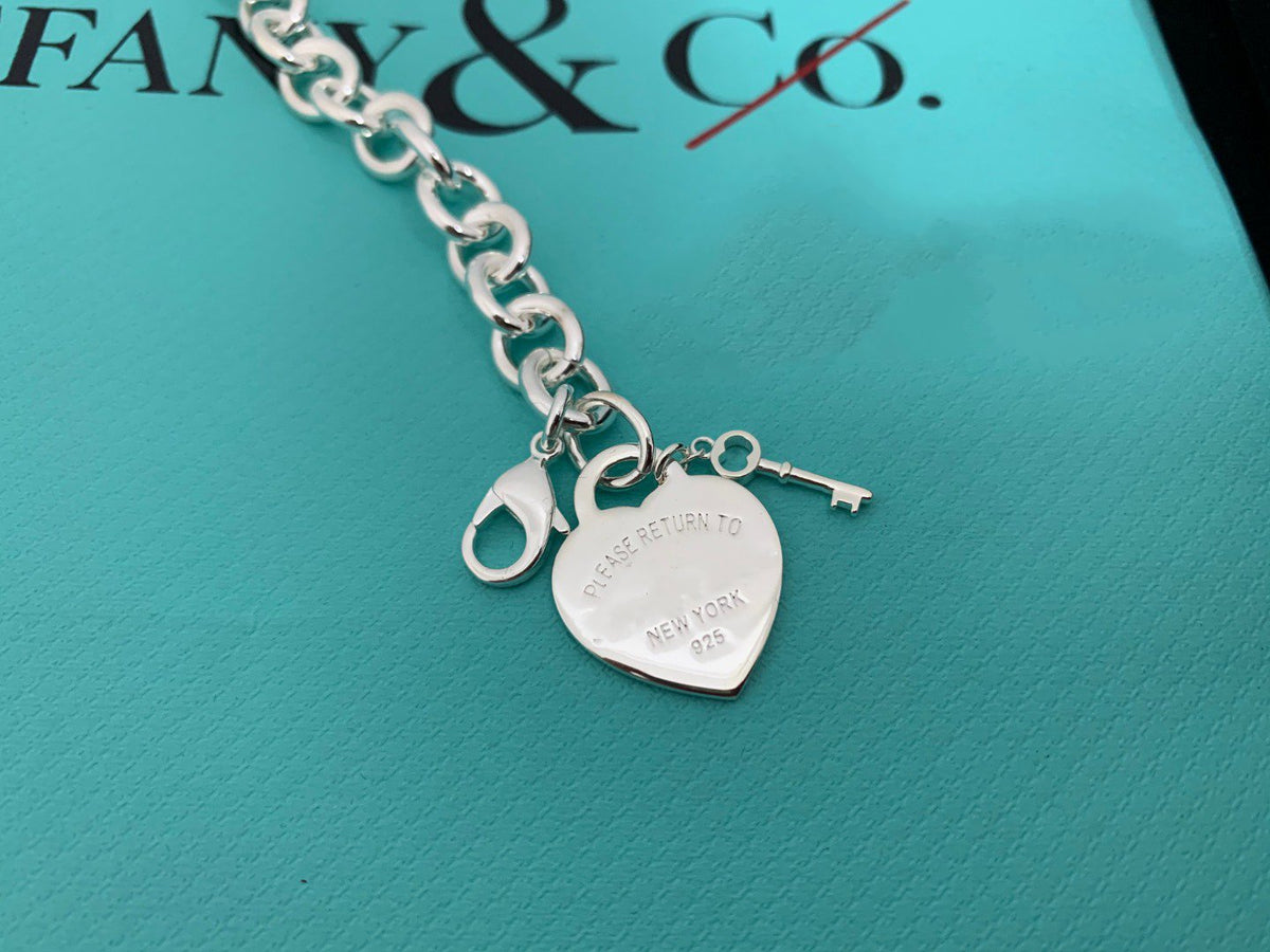 [Lioran]KEY HEART CARD CHUNKY INTERLOCKING BRACELET LENGTH