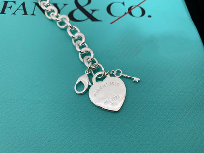 [Lioran]KEY HEART CARD CHUNKY INTERLOCKING BRACELET LENGTH