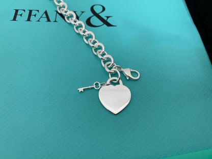 [Lioran]KEY HEART CARD CHUNKY INTERLOCKING BRACELET LENGTH