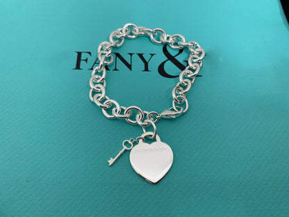 [Lioran]KEY HEART CARD CHUNKY INTERLOCKING BRACELET LENGTH