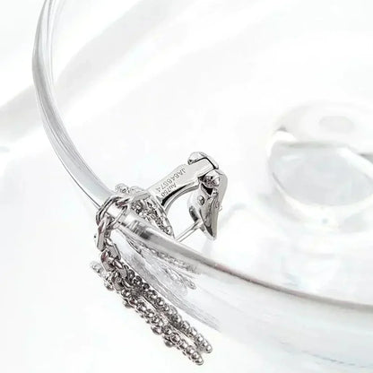 [⭐Lioran]CLOVER 2 MOTIFS  DIAMOND ONYX EARRINGS SILVER