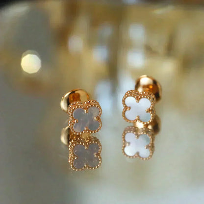 [⭐Lioran]CLOVER MINI 9.5MM WHITE MOP EARRINGS