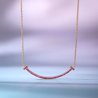 [Lioran]BIG SMILE PEDANT PINK DIAMOND NECKLACE