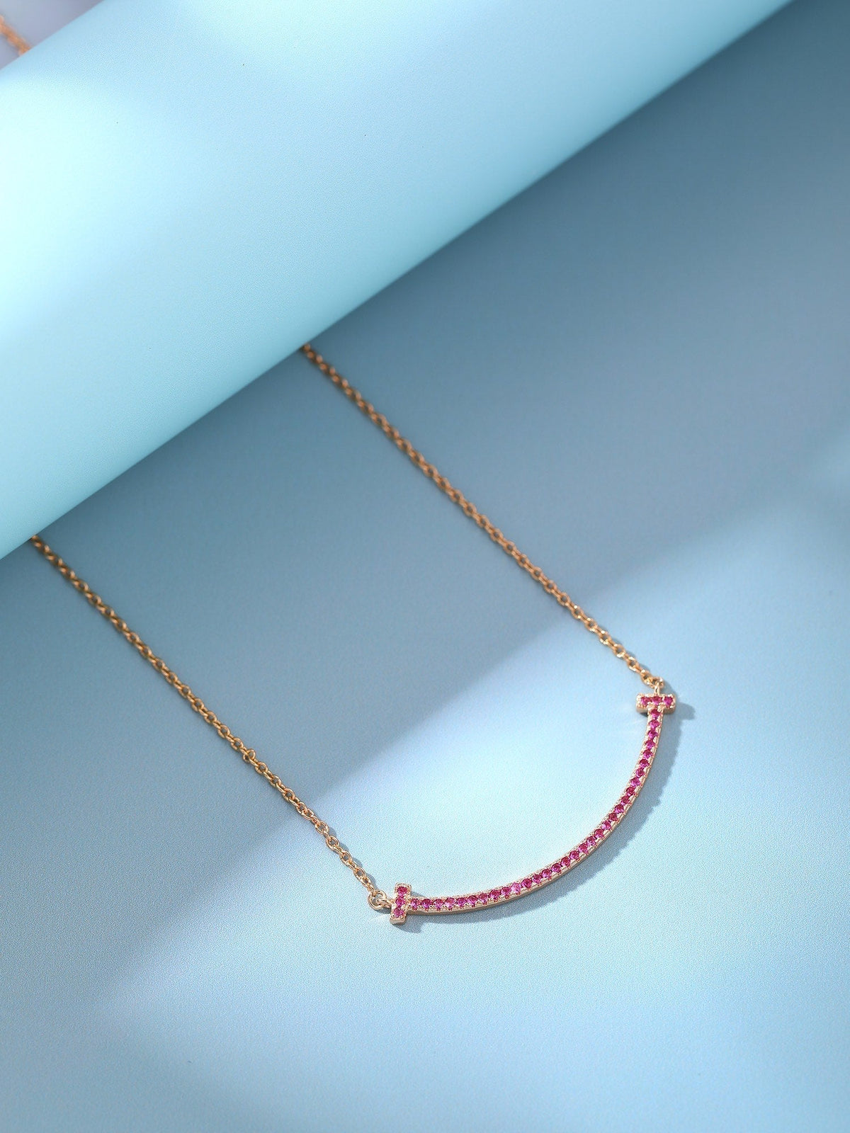 [Lioran]BIG SMILE PEDANT PINK DIAMOND NECKLACE