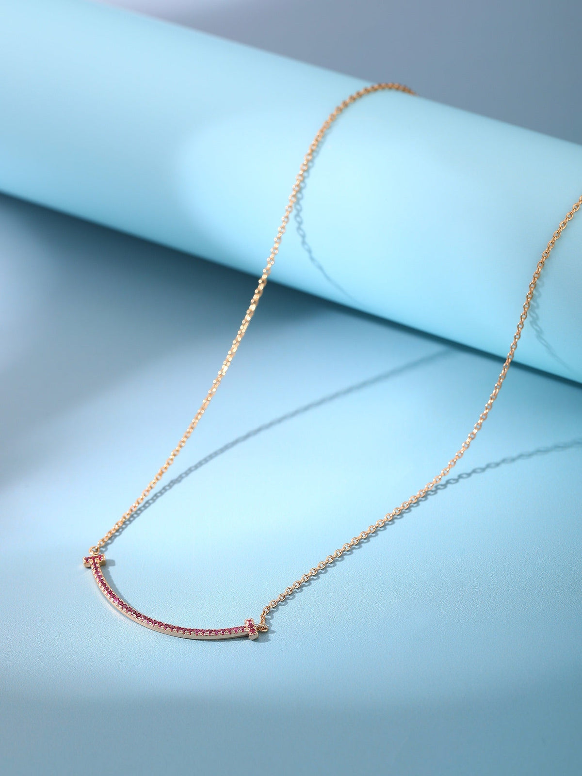 [Lioran]BIG SMILE PEDANT PINK DIAMOND NECKLACE