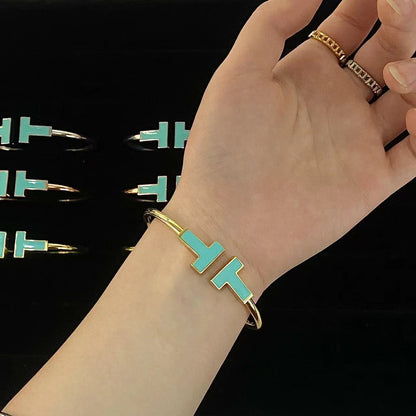 [Lioran]T WIDE TURQUOISE OPEN BRACELET
