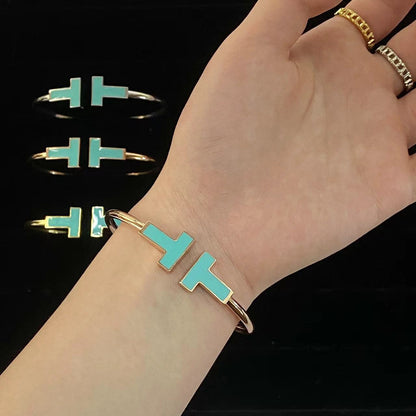 [Lioran]T WIDE TURQUOISE OPEN BRACELET