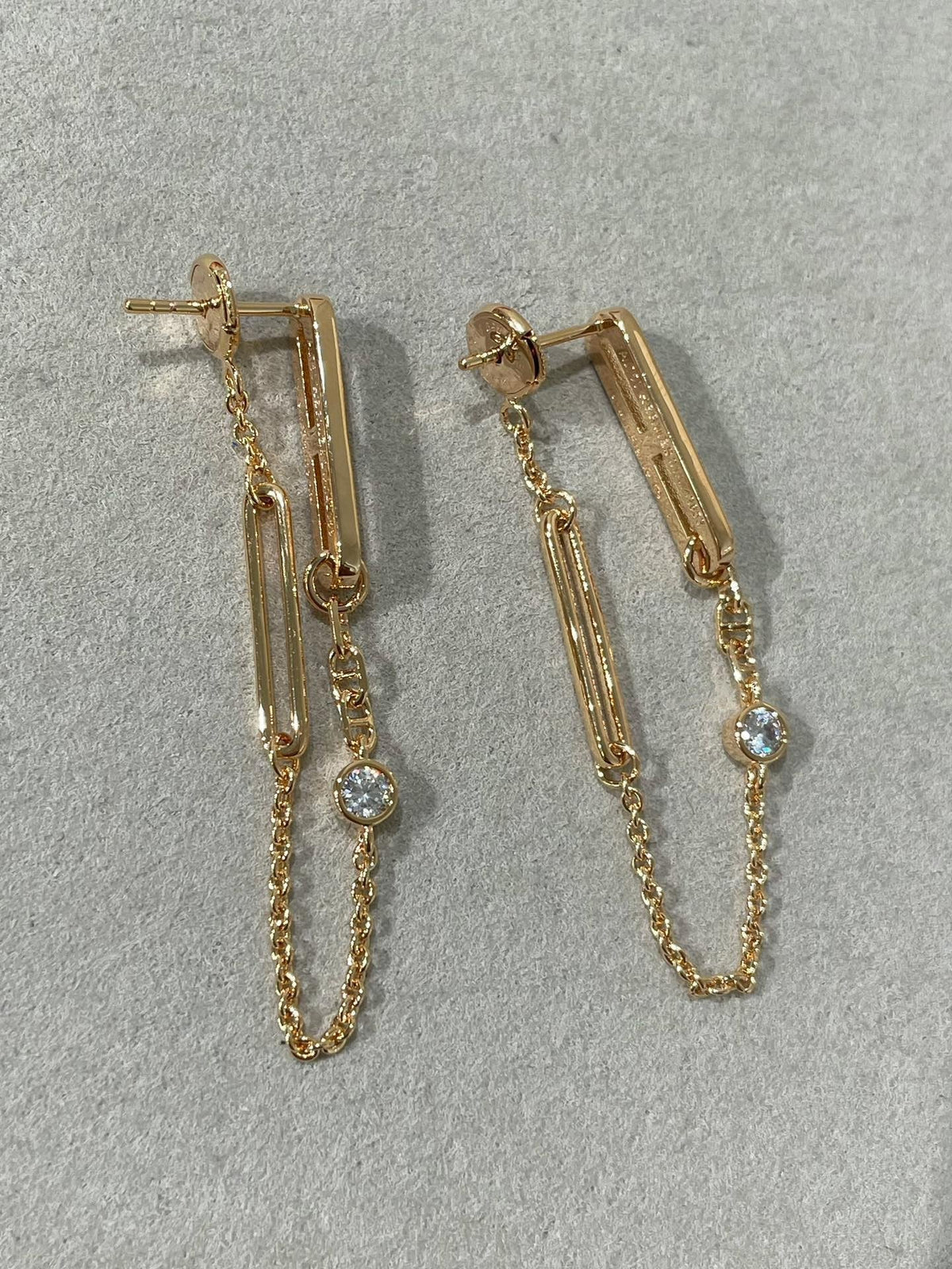 [⭐Lioran]CHAINE CHAOS DIAMOND DROP EARRINGS
