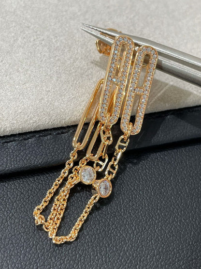 [⭐Lioran]CHAINE CHAOS DIAMOND DROP EARRINGS