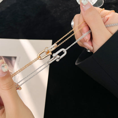 [Lioran]HARDWEAR DIAMOND PEDANT DOUBLE CHAIN NECKLACE
