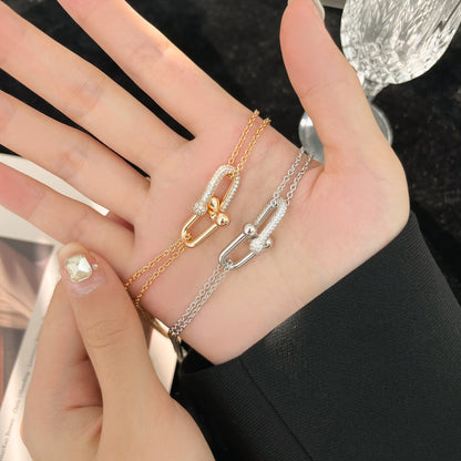 [Lioran]HARDWEAR DIAMOND PEDANT DOUBLE CHAIN NECKLACE