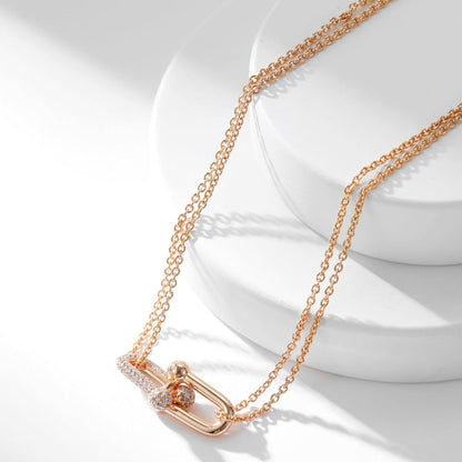 [Lioran]HARDWEAR DIAMOND PEDANT DOUBLE CHAIN NECKLACE