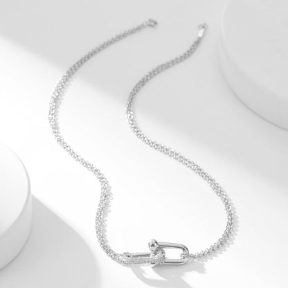 [Lioran]HARDWEAR DIAMOND PEDANT DOUBLE CHAIN NECKLACE
