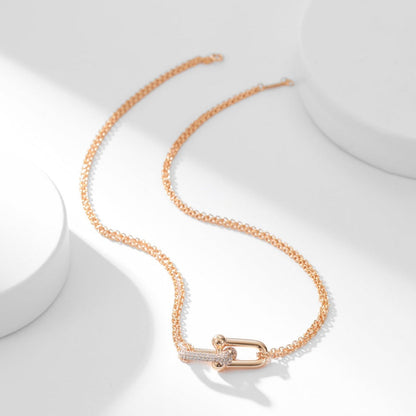 [Lioran]HARDWEAR DIAMOND PEDANT DOUBLE CHAIN NECKLACE