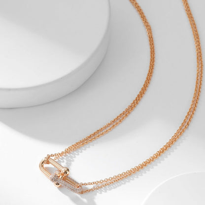 [Lioran]HARDWEAR DIAMOND PEDANT DOUBLE CHAIN NECKLACE