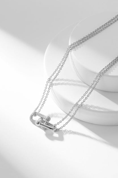 [Lioran]HARDWEAR DIAMOND PEDANT DOUBLE CHAIN NECKLACE