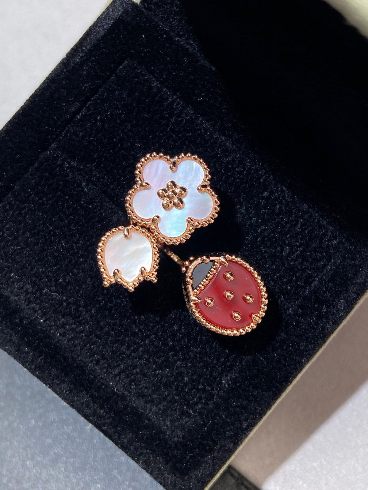 [⭐Lioran]LUCKY 3 MOTIF ROSE GOLD RING