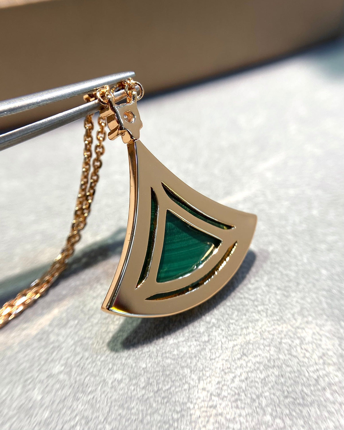 [⭐Lioran]DREAM MALACHITE DIAMOND PAVED PINK GOLD NECKLACE
