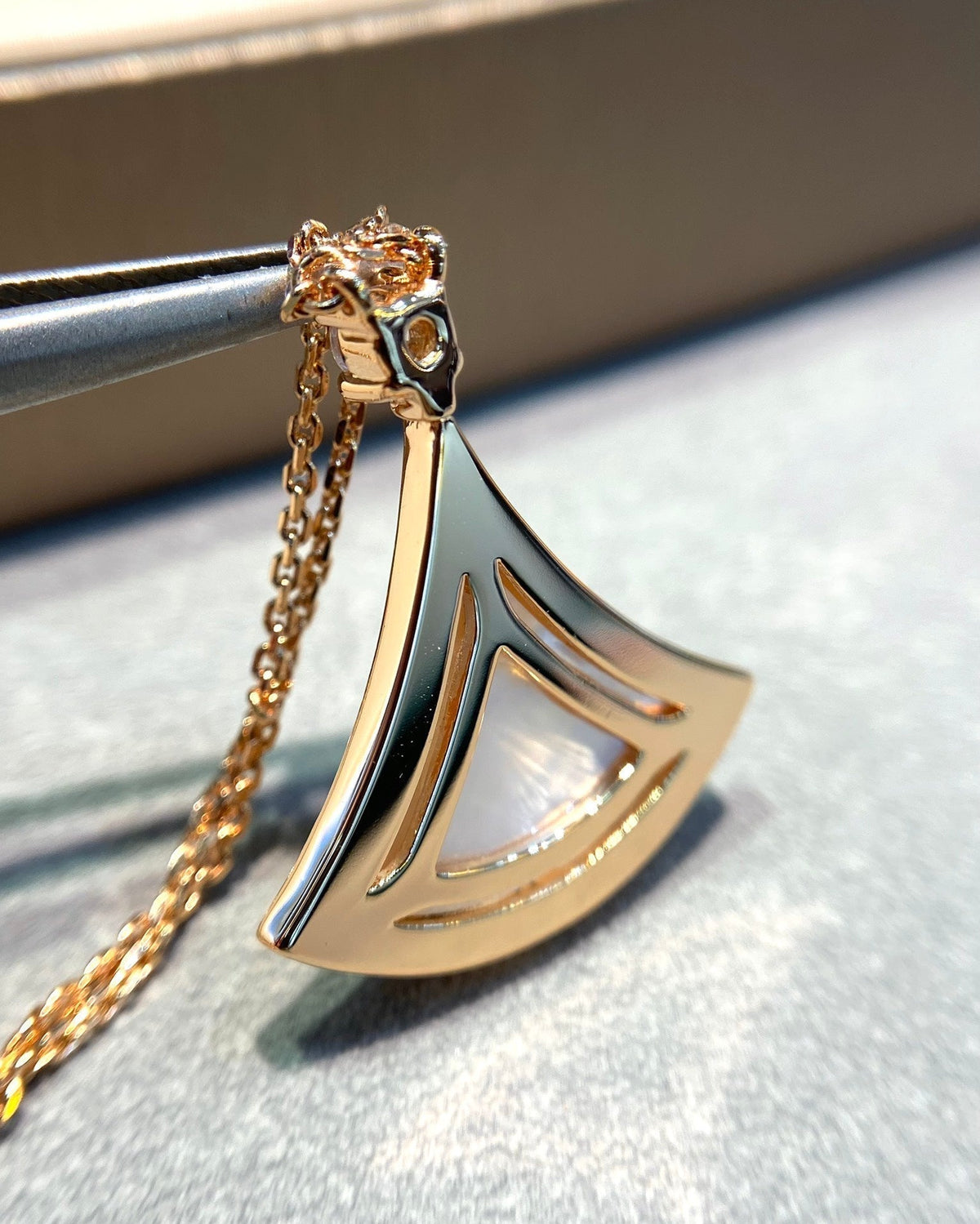 [⭐Lioran]DREAM MOP DIAMOND PAVED PINK GOLD NECKLACE
