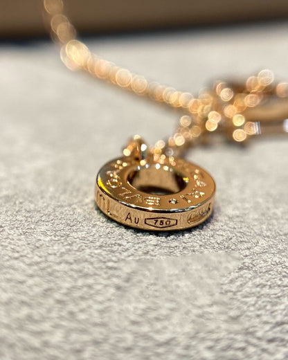 [⭐Lioran]DREAM MOP DIAMOND PAVED PINK GOLD NECKLACE