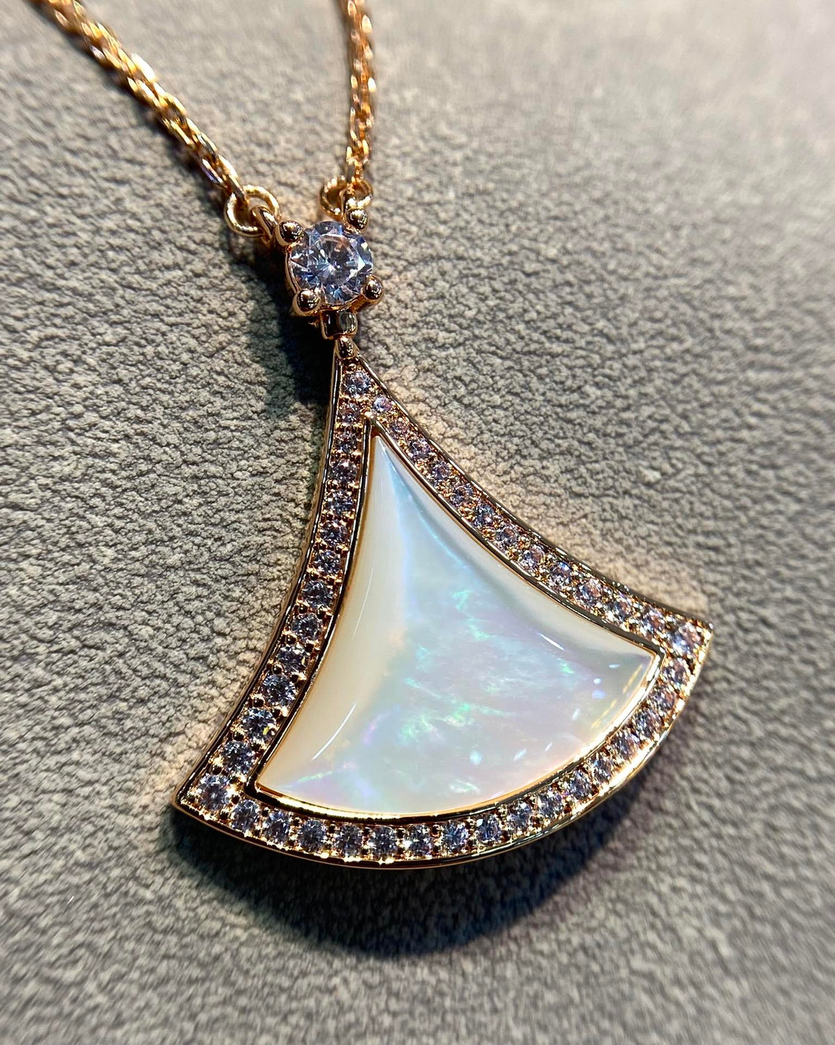[⭐Lioran]DREAM MOP DIAMOND PAVED PINK GOLD NECKLACE