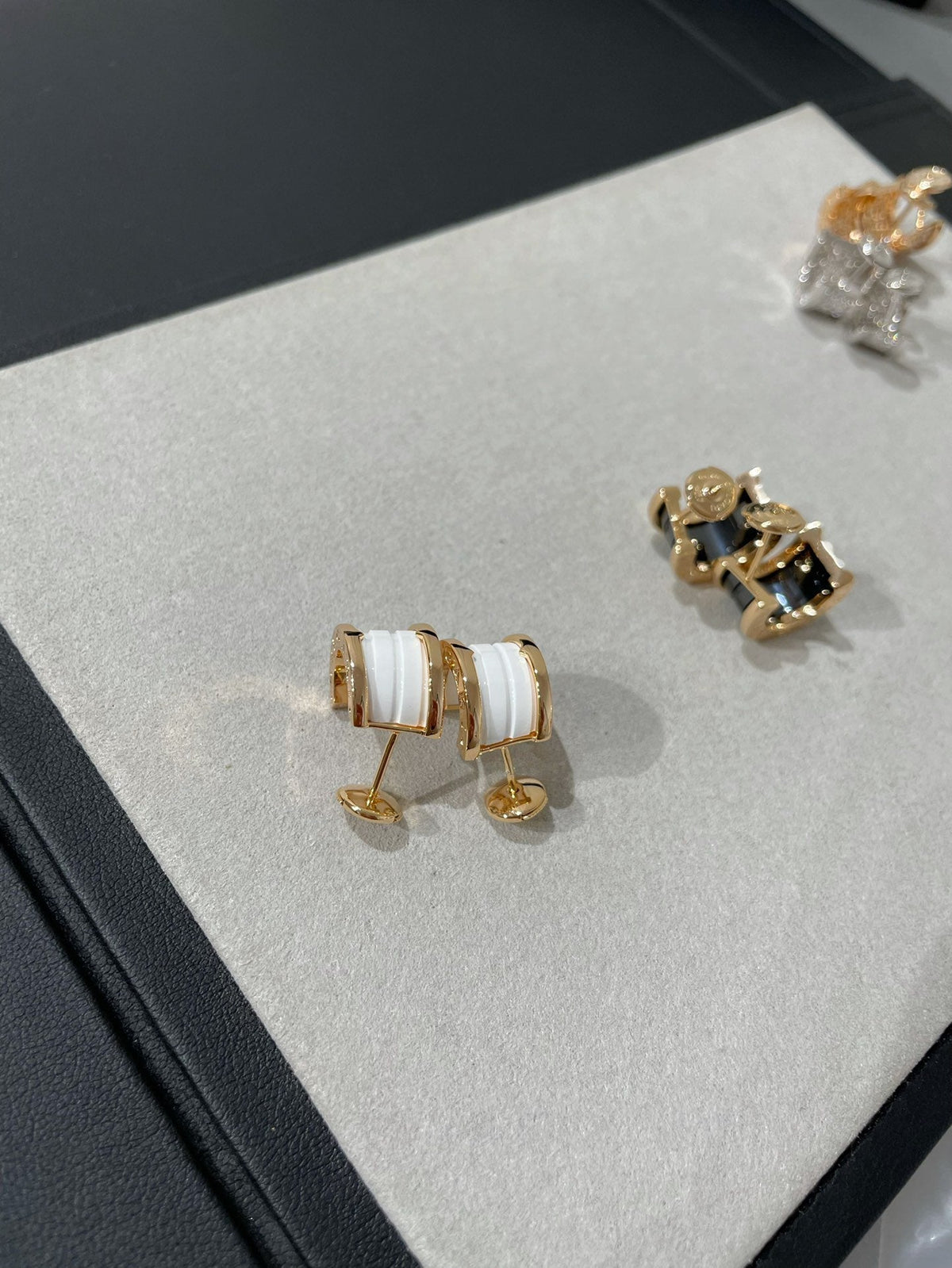 [⭐Lioran]ZERO 1 PINK GOLD CERAMIC EARRINGS