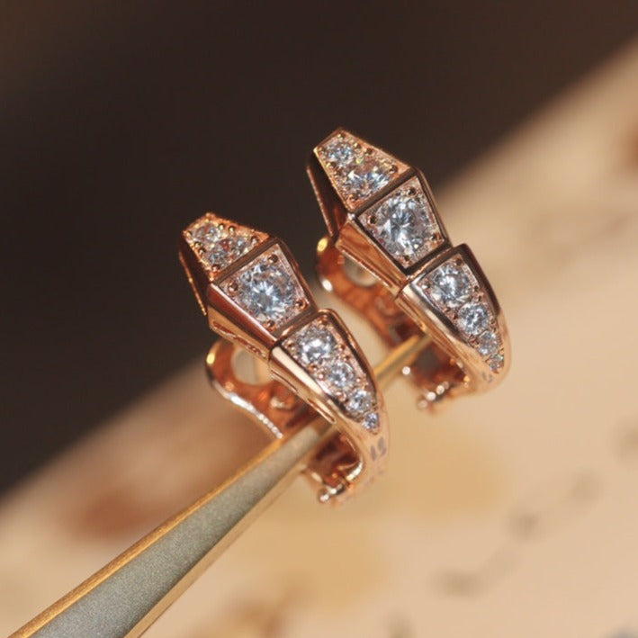 [⭐Lioran]SERPENT PINK GOLD DIAMOND EARRINGS