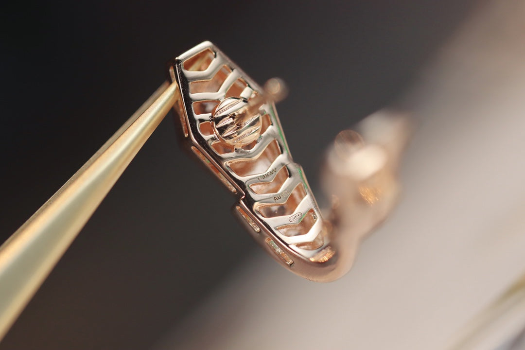 [⭐Lioran]SERPENT PINK GOLD DIAMOND EARRINGS