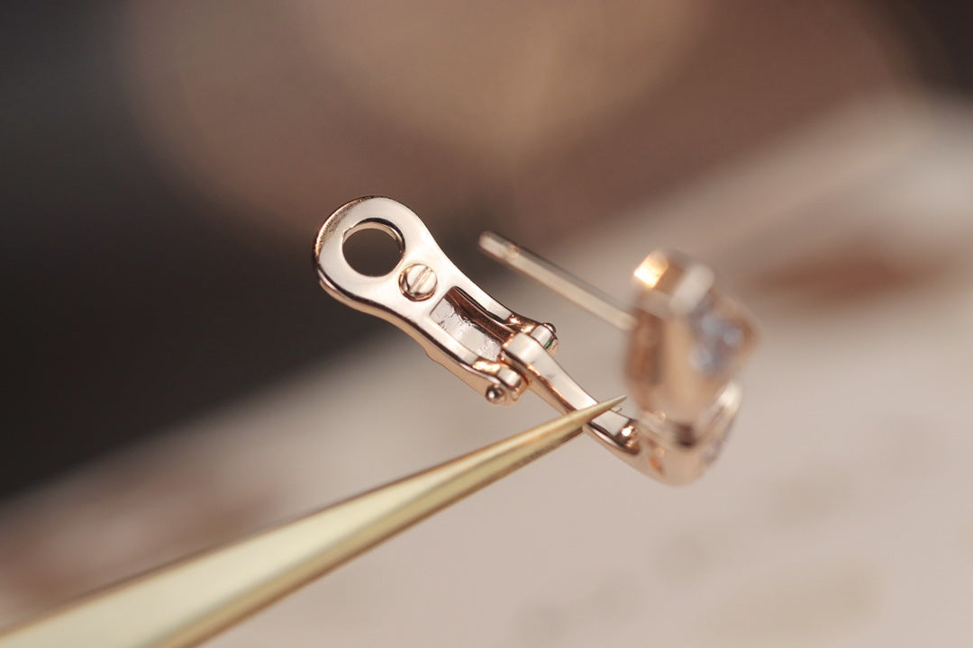 [⭐Lioran]SERPENT PINK GOLD DIAMOND EARRINGS
