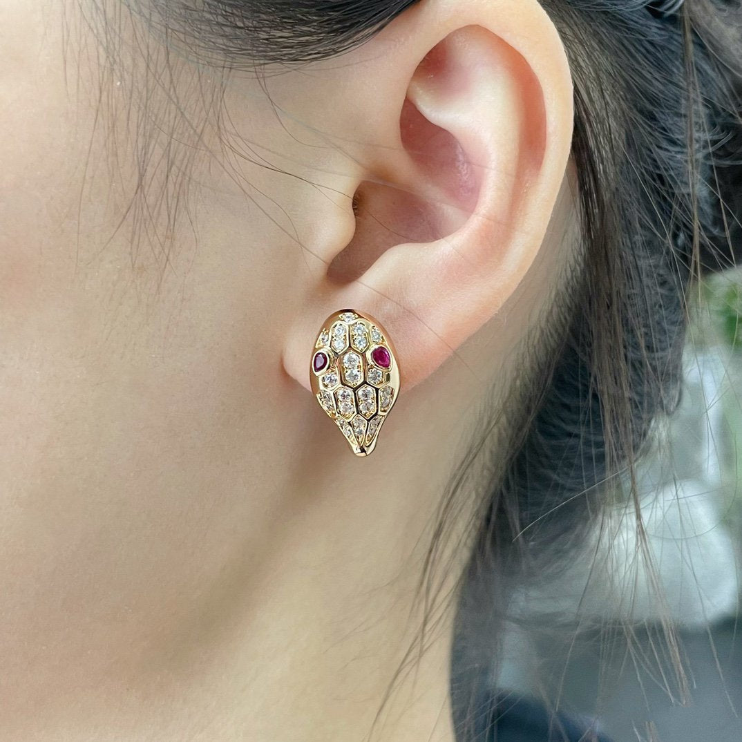 [⭐Lioran]SERPENT DIAMOND STUD EARRINGS