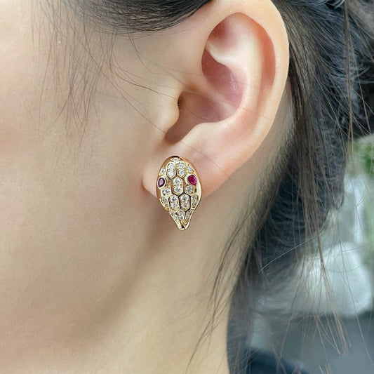 [⭐Lioran]SERPENT DIAMOND STUD EARRINGS