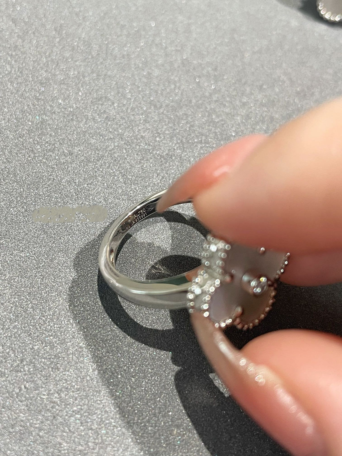 [⭐Lioran]CLOVER SILVER MOP DIAMOND RING