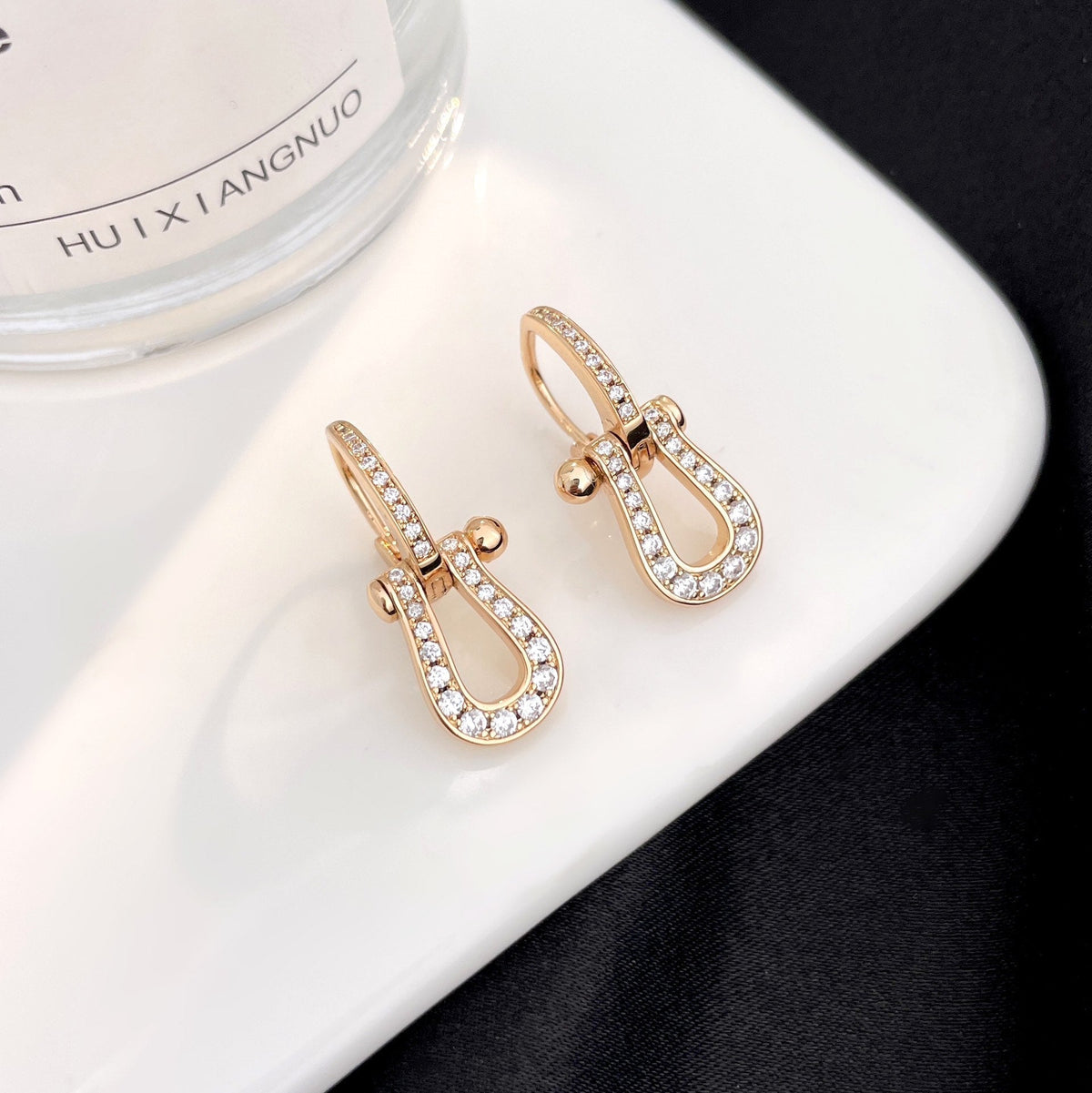 [⭐Lioran]FORCE 10 FULL DIAMOND DROP EARRINGS MEDIUM MODEL