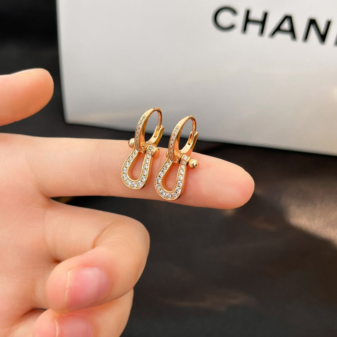[⭐Lioran]FORCE 10 FULL DIAMOND DROP EARRINGS MEDIUM MODEL