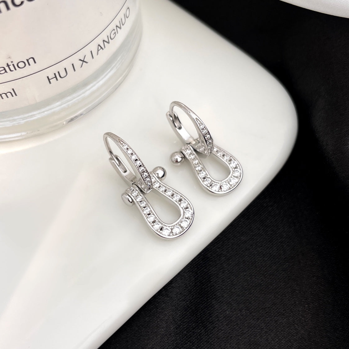 [⭐Lioran]FORCE 10 FULL DIAMOND DROP EARRINGS MEDIUM MODEL