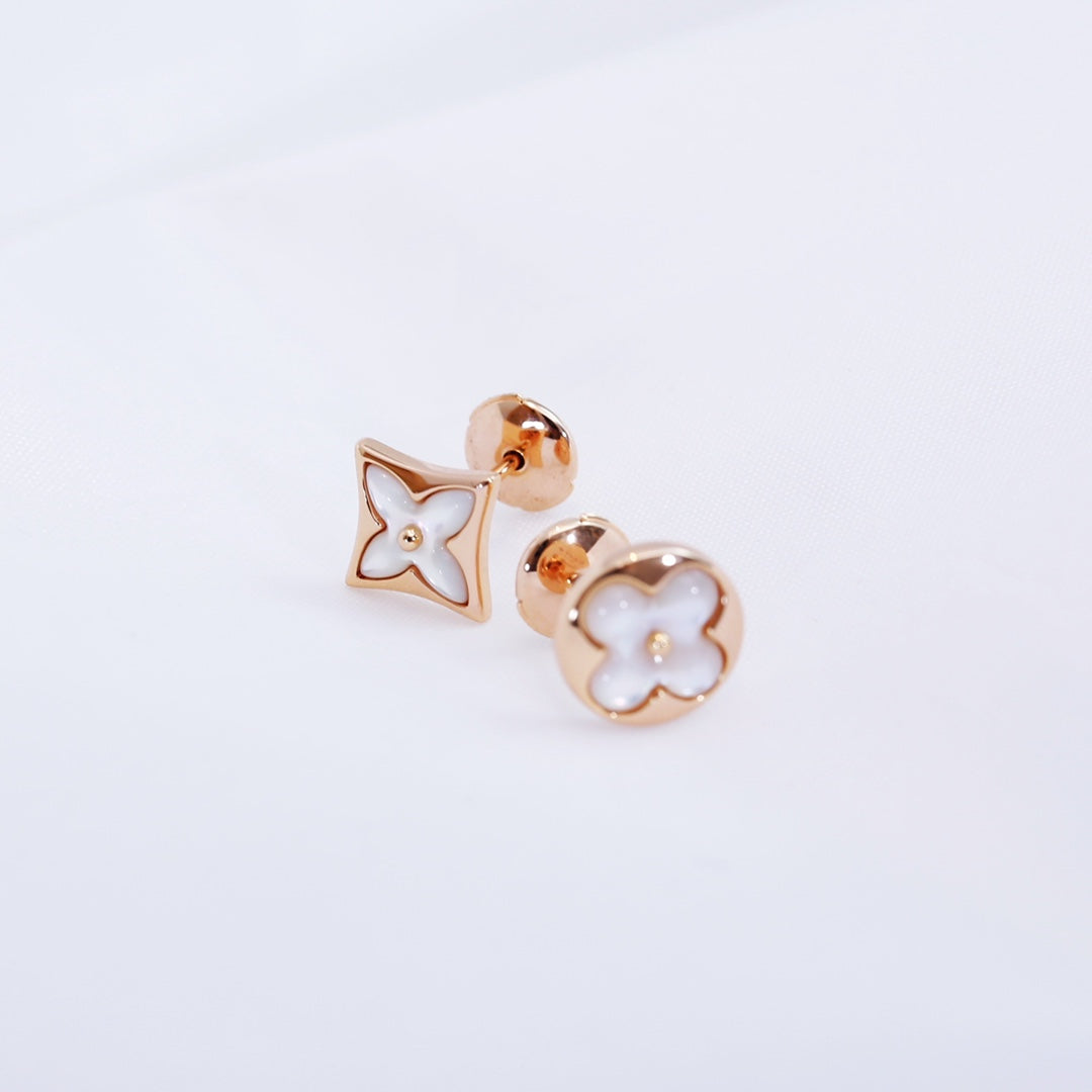 [⭐Lioran]STAR AND SUN PINK GOLD MOP STUD EARRINGS