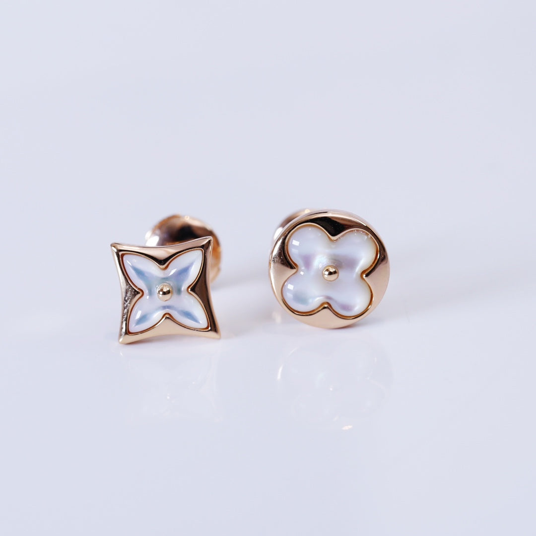 [⭐Lioran]STAR AND SUN PINK GOLD MOP STUD EARRINGS