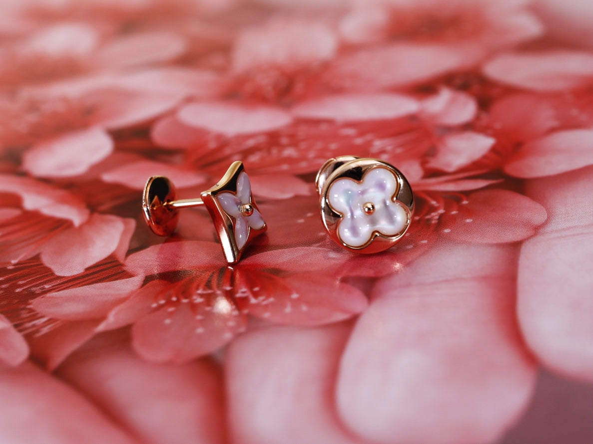 [⭐Lioran]STAR AND SUN PINK GOLD MOP STUD EARRINGS
