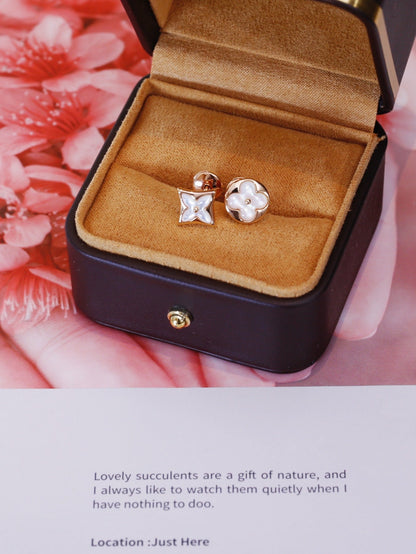 [⭐Lioran]STAR AND SUN PINK GOLD MOP STUD EARRINGS