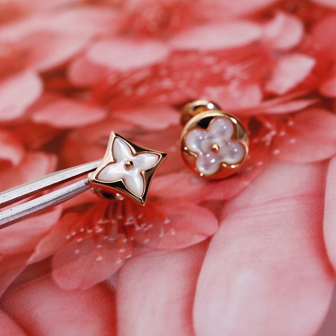 [⭐Lioran]STAR AND SUN PINK GOLD MOP STUD EARRINGS