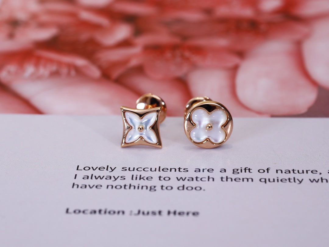 [⭐Lioran]STAR AND SUN PINK GOLD MOP STUD EARRINGS
