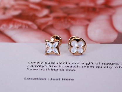 [⭐Lioran]STAR AND SUN PINK GOLD MOP STUD EARRINGS