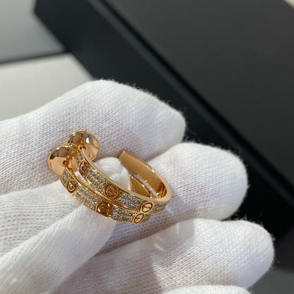 [⭐Lioran]LOVE DIAMOND PINK GOLD HOOP EARRINGS