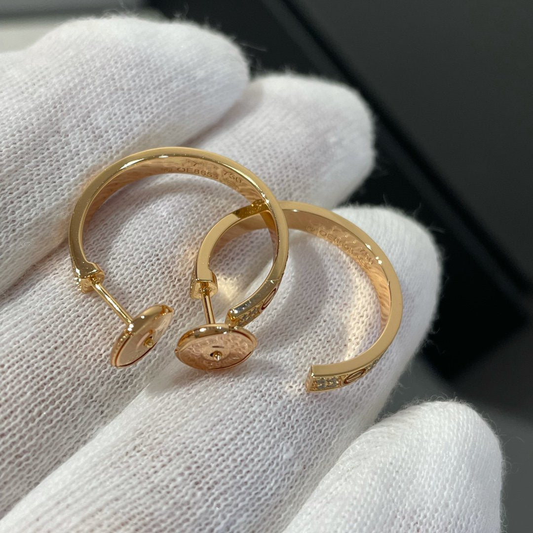 [⭐Lioran]LOVE DIAMOND PINK GOLD HOOP EARRINGS