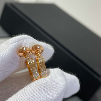 [⭐Lioran]LOVE DIAMOND PINK GOLD HOOP EARRINGS