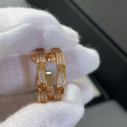 [⭐Lioran]LOVE DIAMOND PINK GOLD HOOP EARRINGS