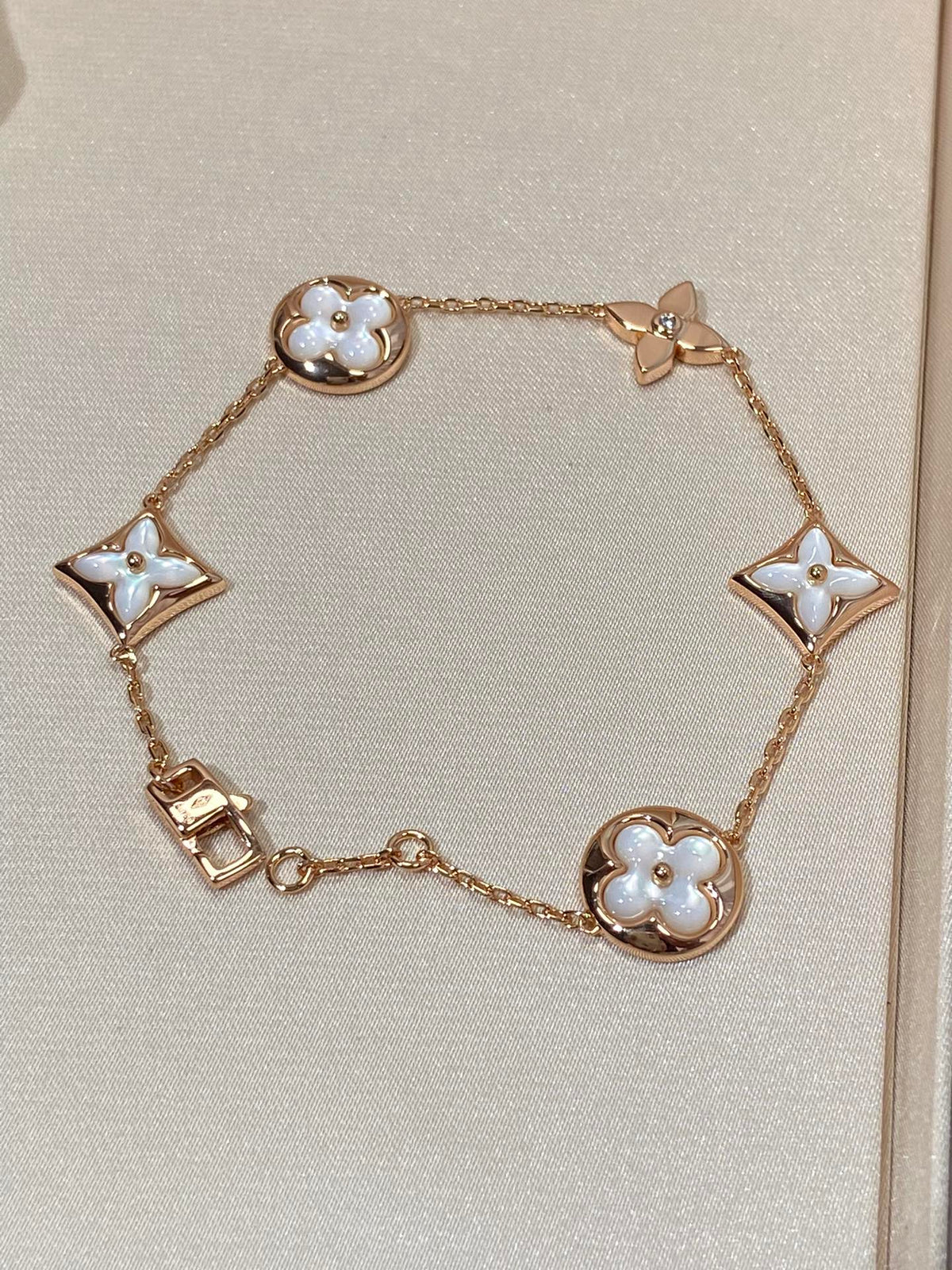 [⭐Lioran]STAR AND SUN 5 MOTIF MOP PINK GOLD BRACELET