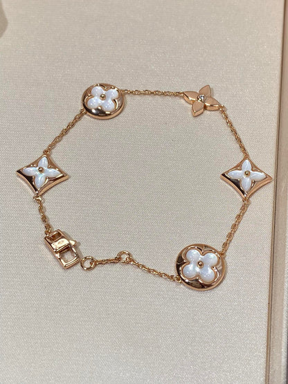 [⭐Lioran]STAR AND SUN 5 MOTIF MOP PINK GOLD BRACELET