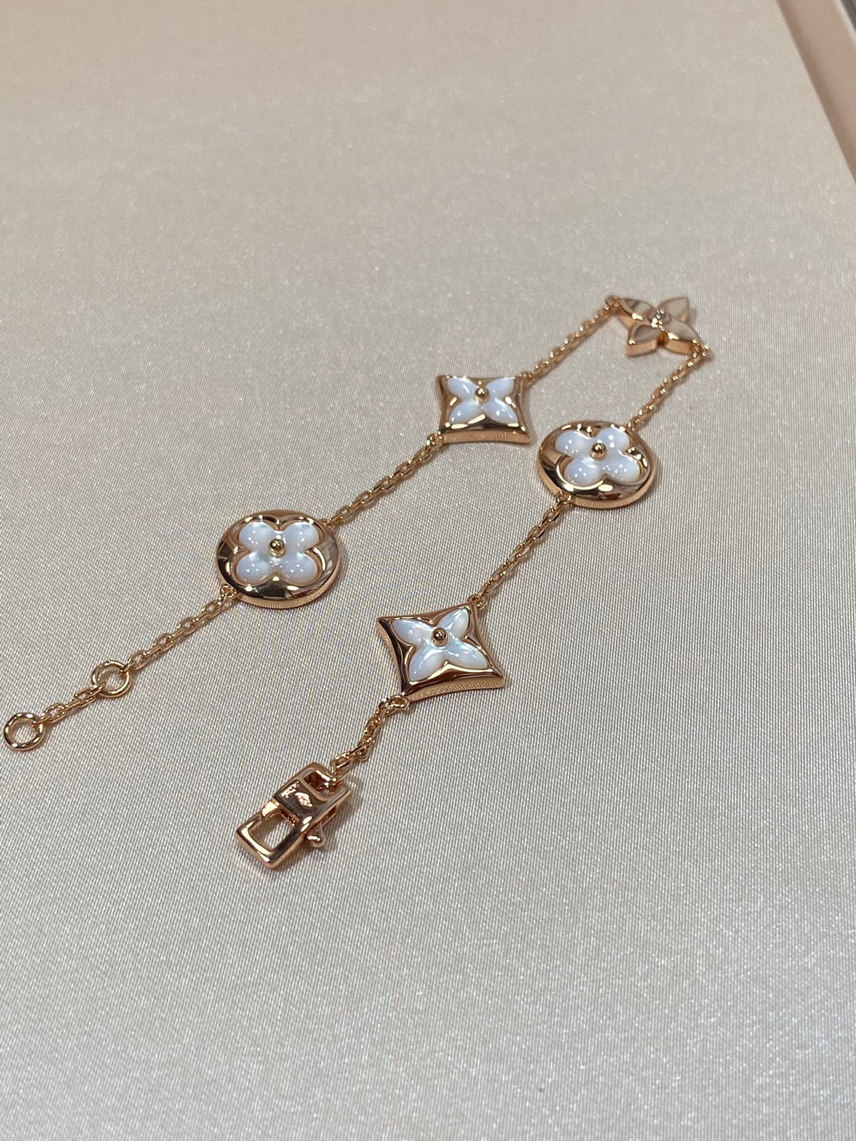 [⭐Lioran]STAR AND SUN 5 MOTIF MOP PINK GOLD BRACELET