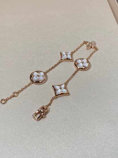 [⭐Lioran]STAR AND SUN 5 MOTIF MOP PINK GOLD BRACELET